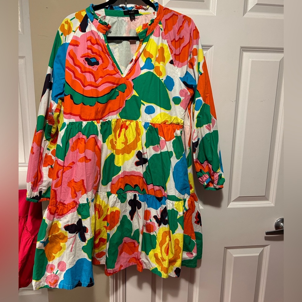 J Crew Ratti Jardín Tiered popover long sleeve dress